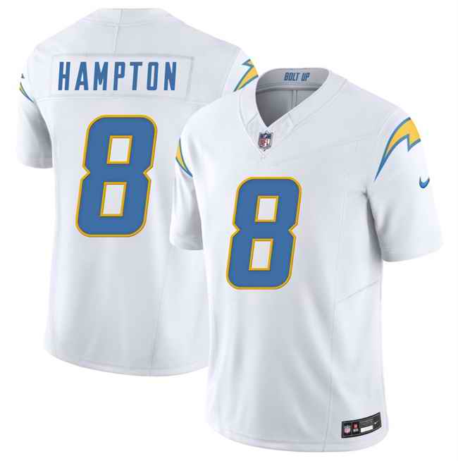 Men's Los Angeles Chargers #8 Omarion Hampton White 2025 Draft F.U.S.E. Vapor Limited Stitched Football Jersey